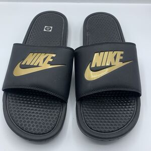 NIKE Benassi JDI Slides Sandals Black Off Court Shoes Slip On Flat Size 14
